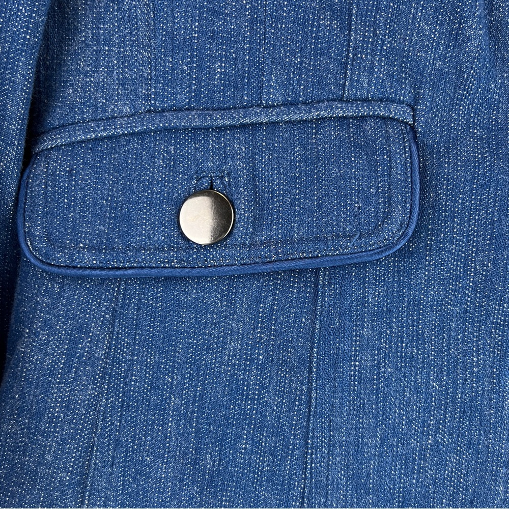 Vintage J. Peterman "Almost Newtonian" Denim Blazer Jacket Pockets Sz 6 - Picture 5 of 10